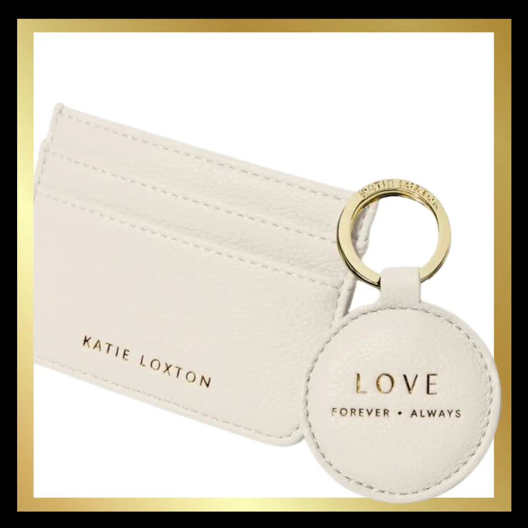 Boxed 'Love' Keyring and Card Holder Set in Off White by Katie Loxton Katie Loxton