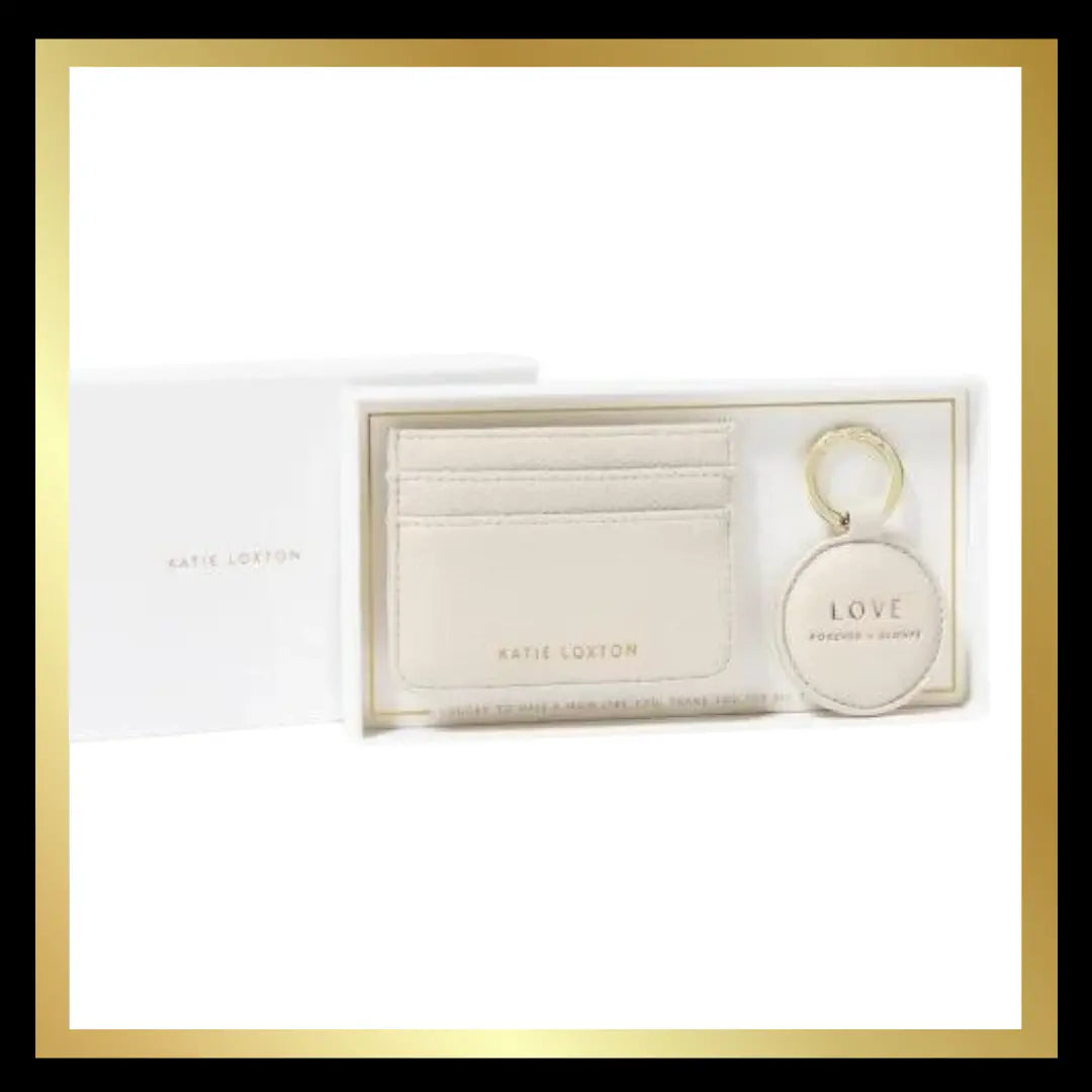 Boxed 'Love' Keyring and Card Holder Set in Off White by Katie Loxton Katie Loxton