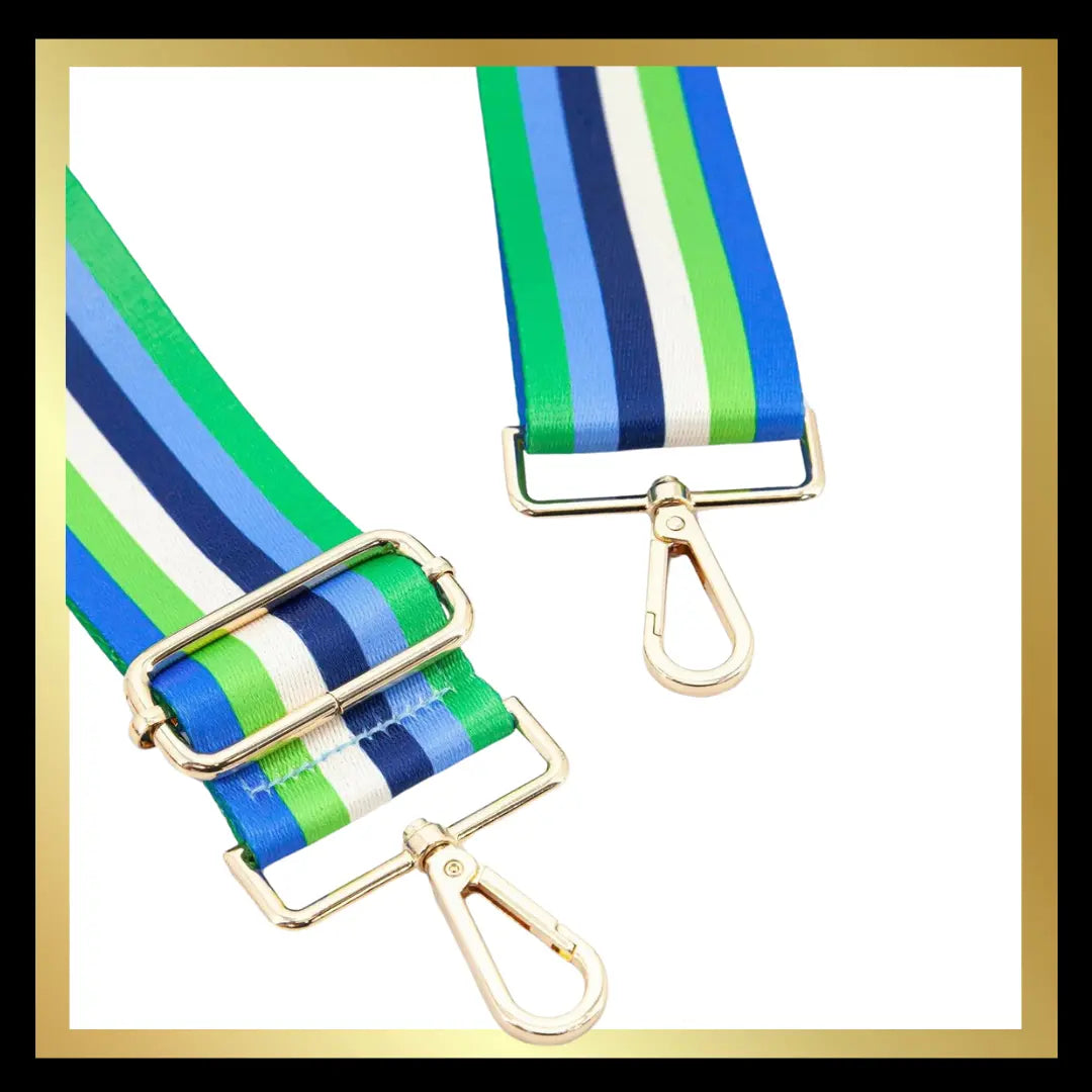 Multi Stripe Wide Bag Strap in Blue & Green: One-size The Style Closet