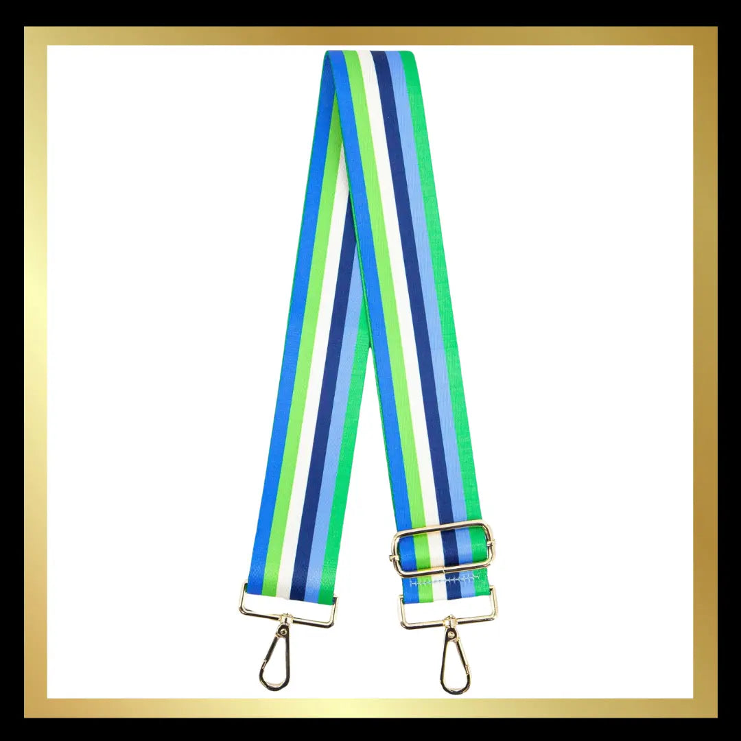 Multi Stripe Wide Bag Strap in Blue & Green: One-size The Style Closet