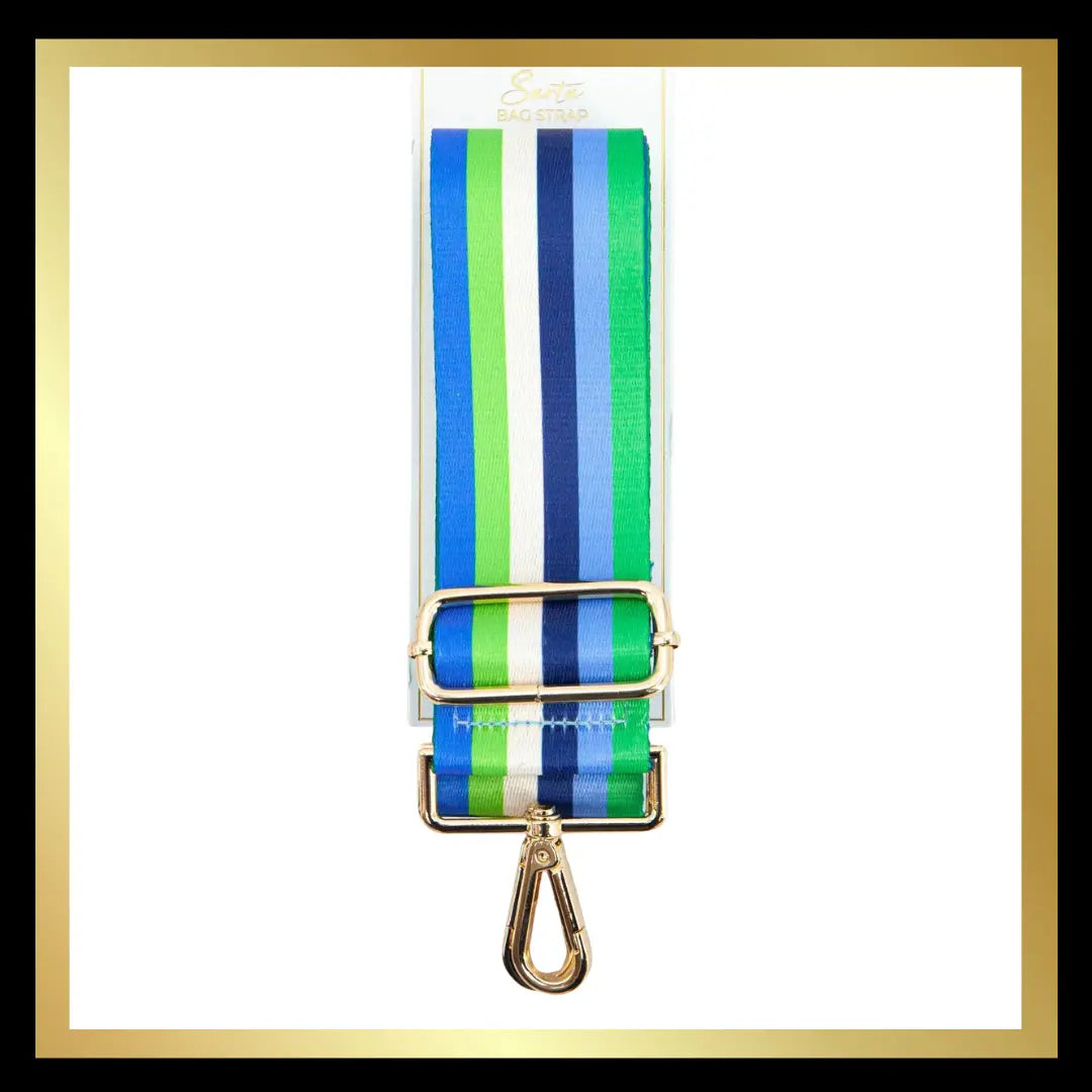 Multi Stripe Wide Bag Strap in Blue & Green: One-size The Style Closet