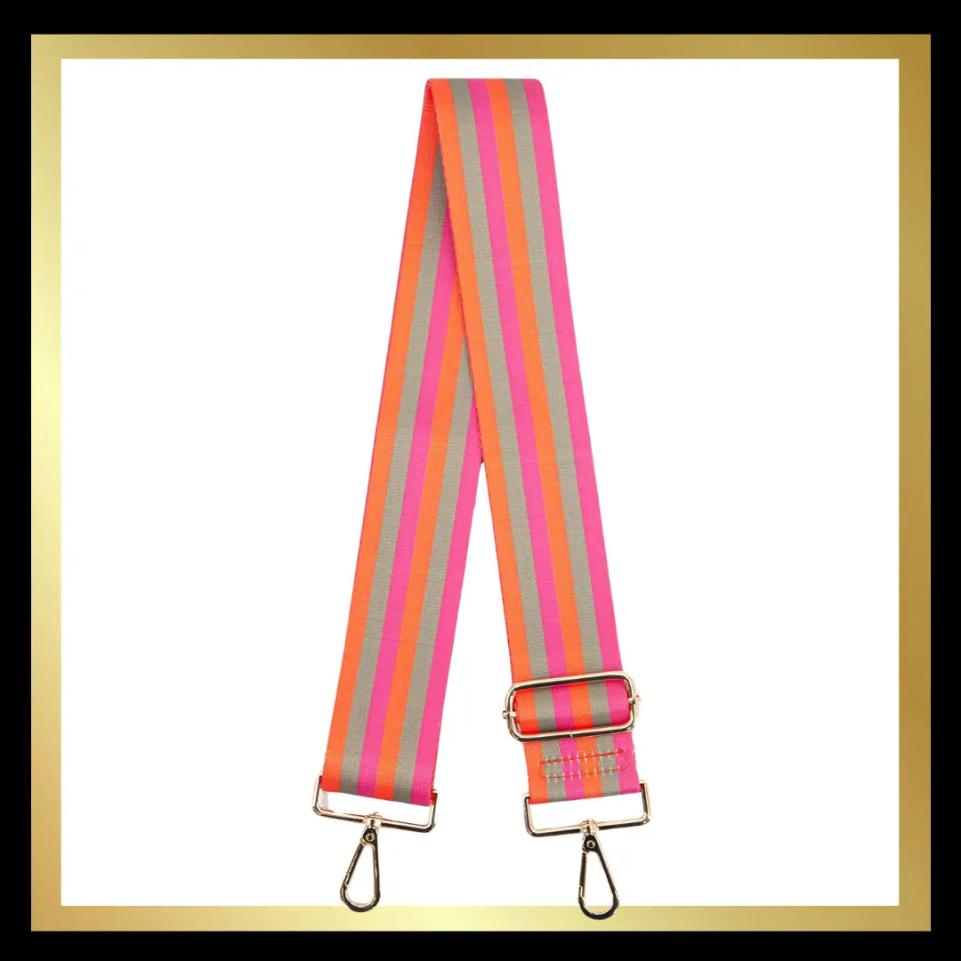 Multi Stripe Wide Bag Strap in Pink & Khaki: One-size The Style Closet