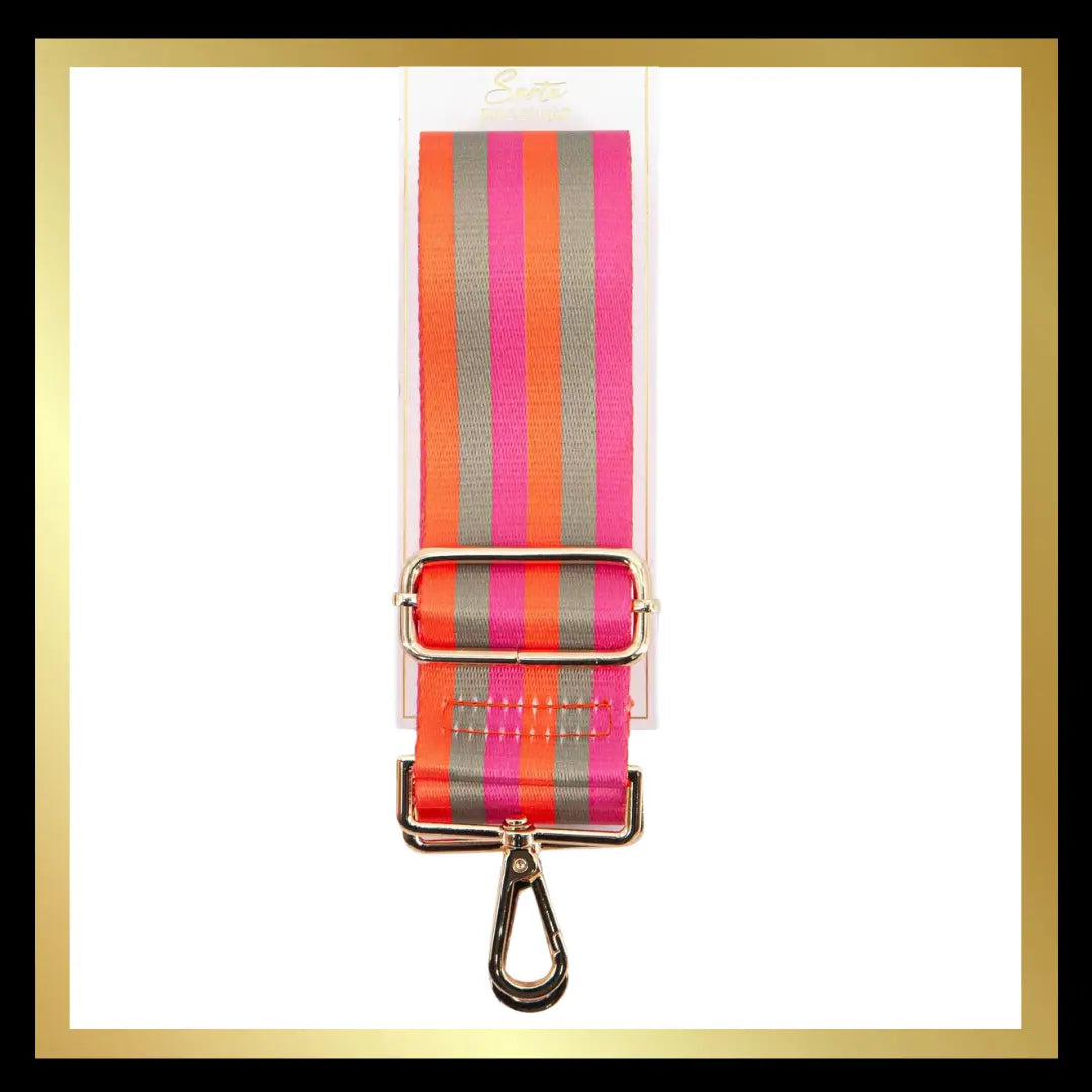 Multi Stripe Wide Bag Strap in Pink & Khaki: One-size The Style Closet