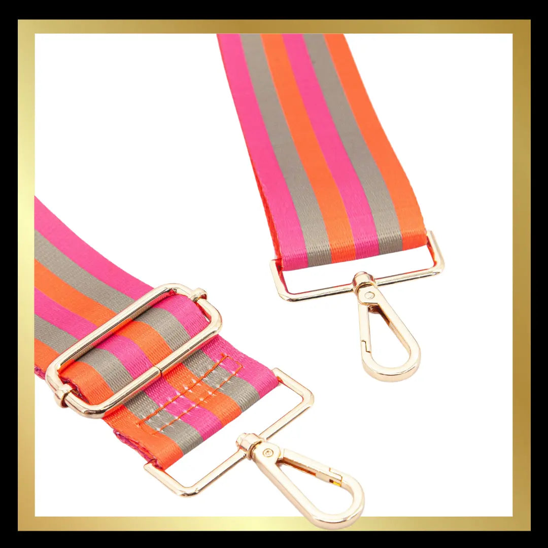 Multi Stripe Wide Bag Strap in Pink & Khaki: One-size The Style Closet