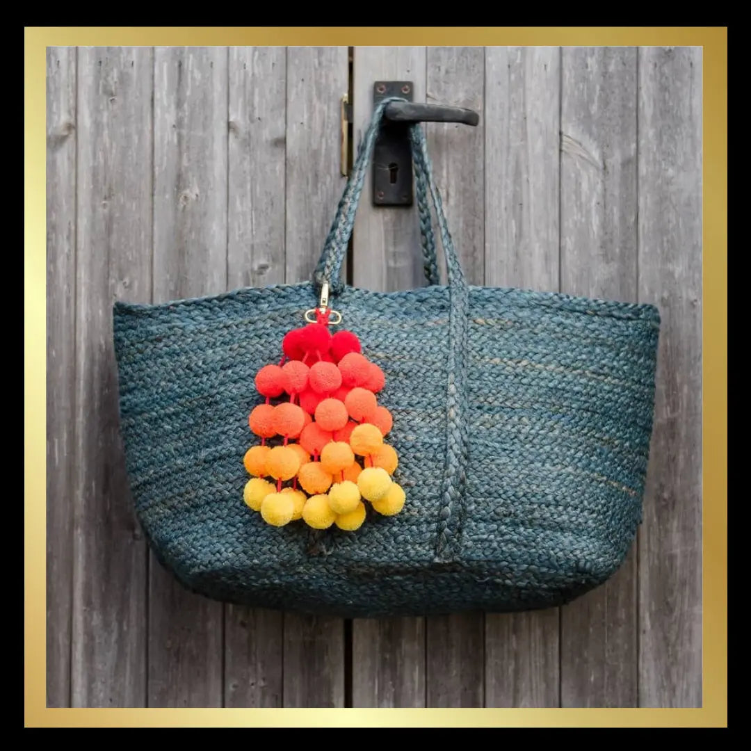 Blue Ombre Pom Pom Mini Clip Bag Charms The Style Closet