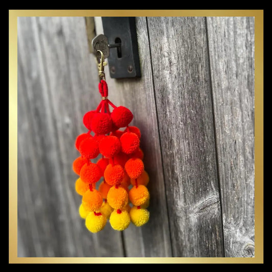 Orange Pom Pom Mini Clip Ombre Bag Charms PomPom Galore