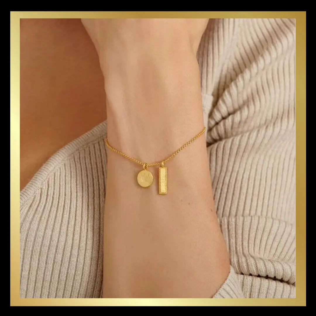 'Positivity' Waterproof Gold Charm Bracelet by Katie Loxton Katie Loxton