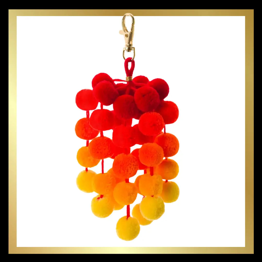 Orange Pom Pom Mini Clip Ombre Bag Charms PomPom Galore