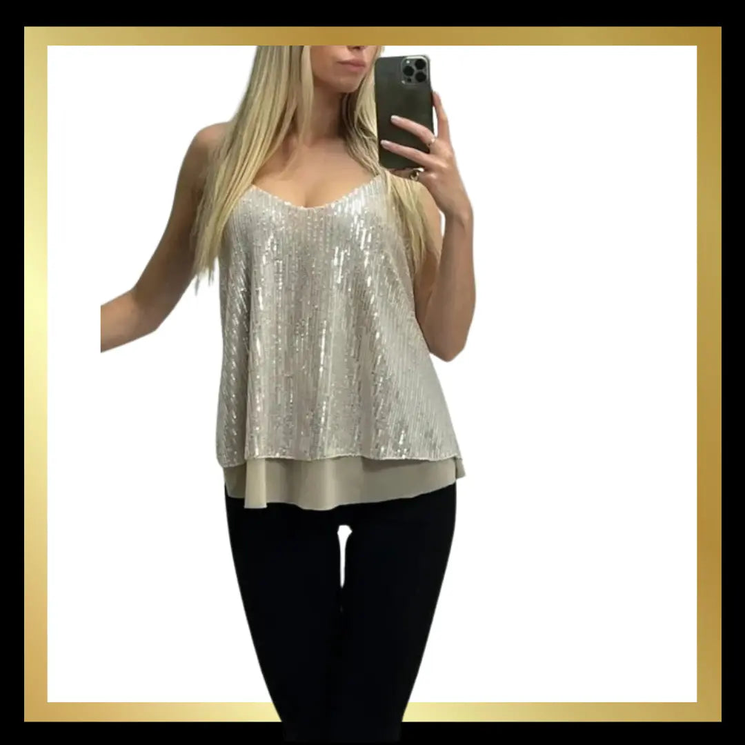 Sequinned Camisole Tops The Style Closet