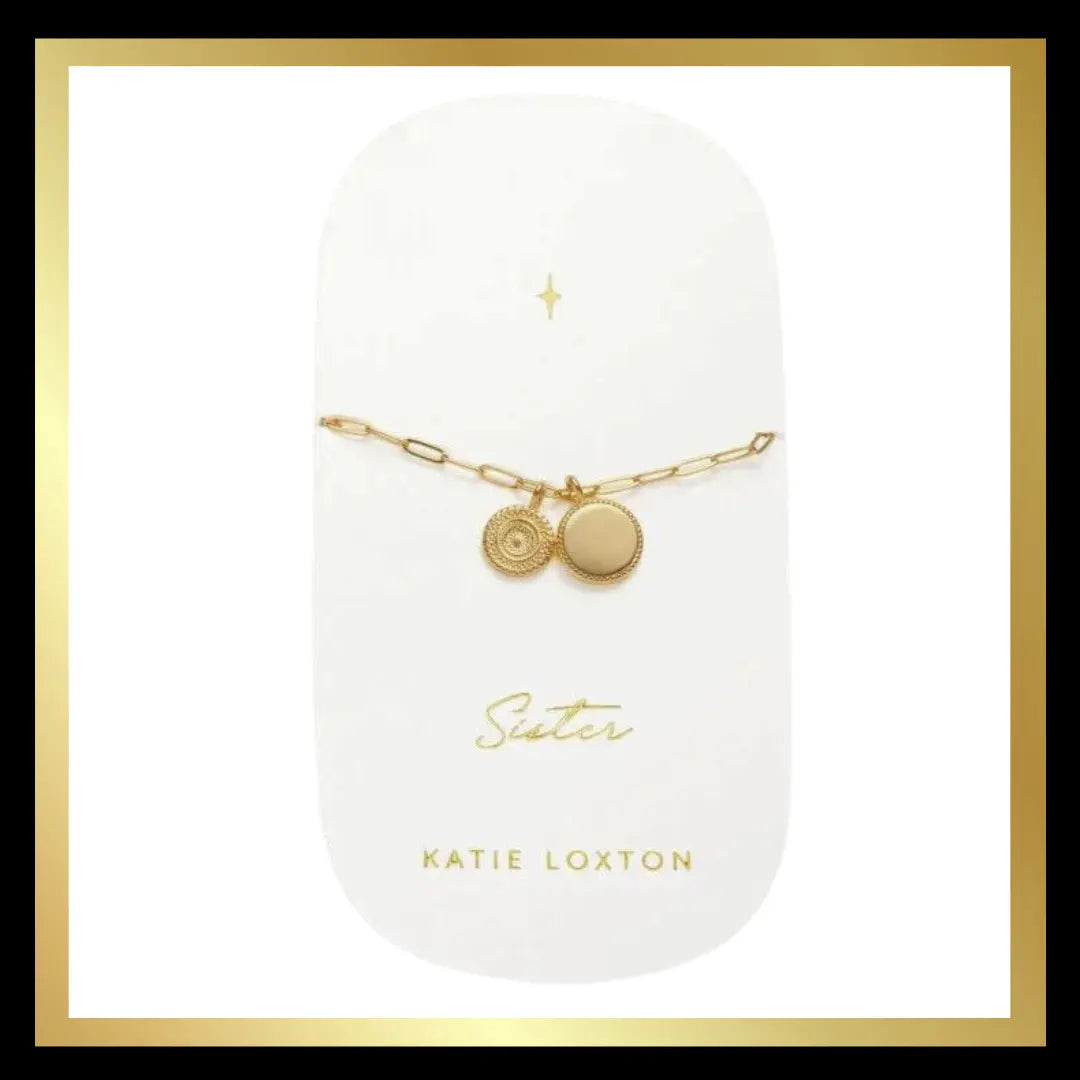 'Sister' Waterproof Gold Charm Bracelet by Katie Loxton Katie Loxton