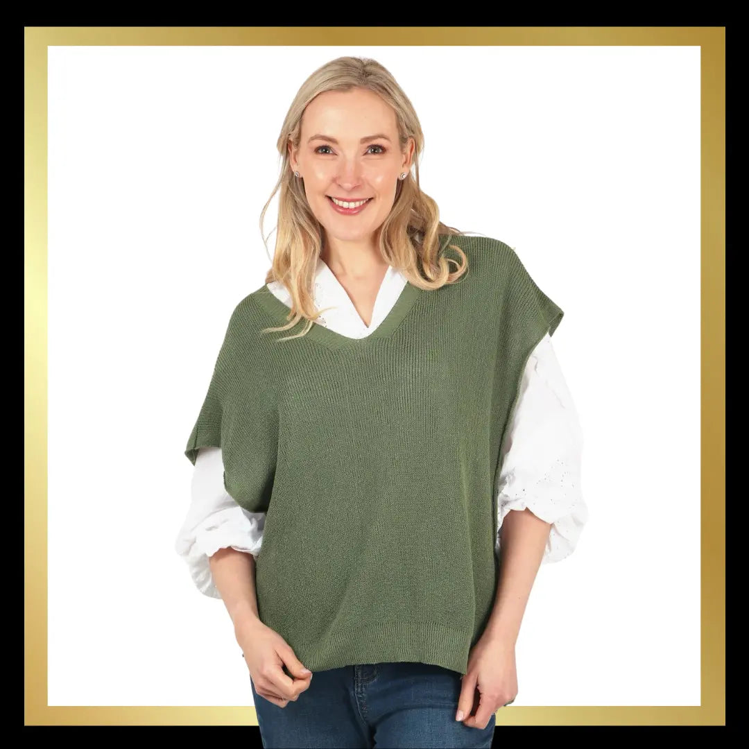 Lightweight Cotton Knitted Tie Side V Neck Tank Top The Style Closet