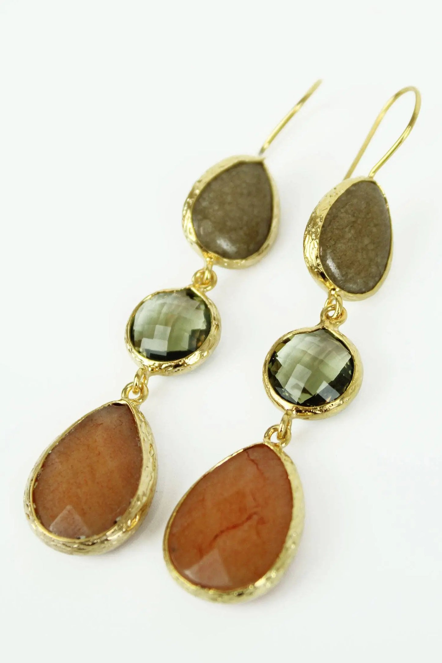 BROWN THREE DROP EARRINGS My Doris