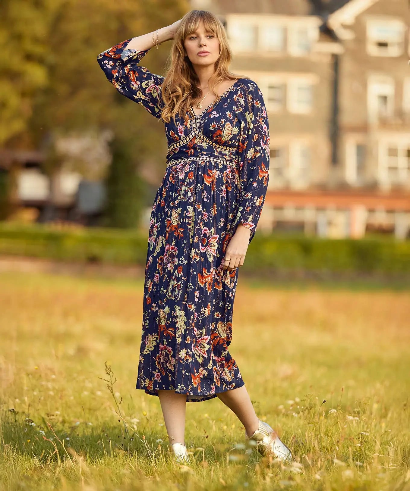 Isobella Mirror Trim Dress: Navy The Style Closet