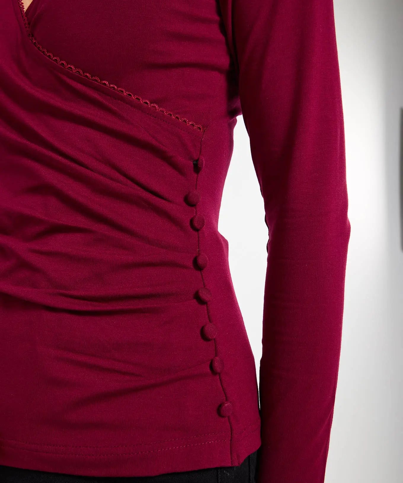Beautiful Berry Wrap Front Jersey Top: Berry The Style Closet