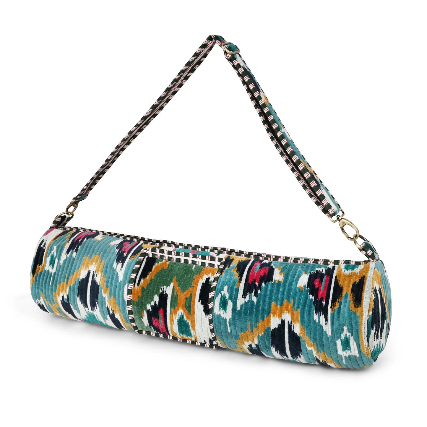 The Ikat Velvet Yoga Bag: Teal CYC