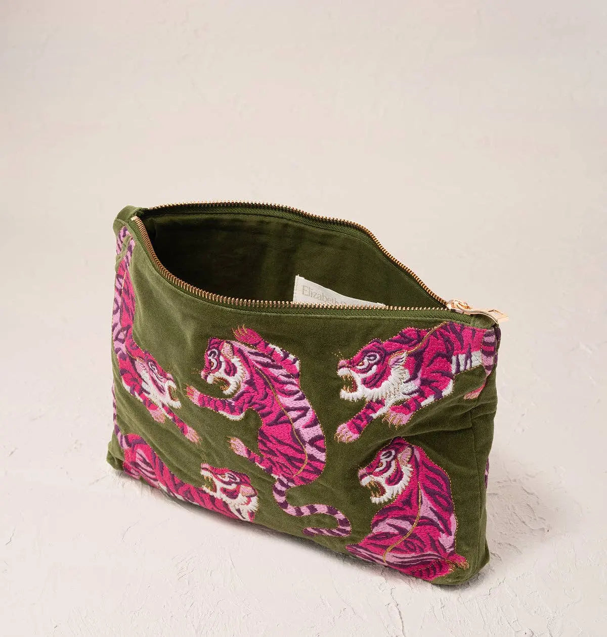 Wild Tiger Everyday Pouch: Fern Green / Velvet Elizabeth Scarlett Ltd