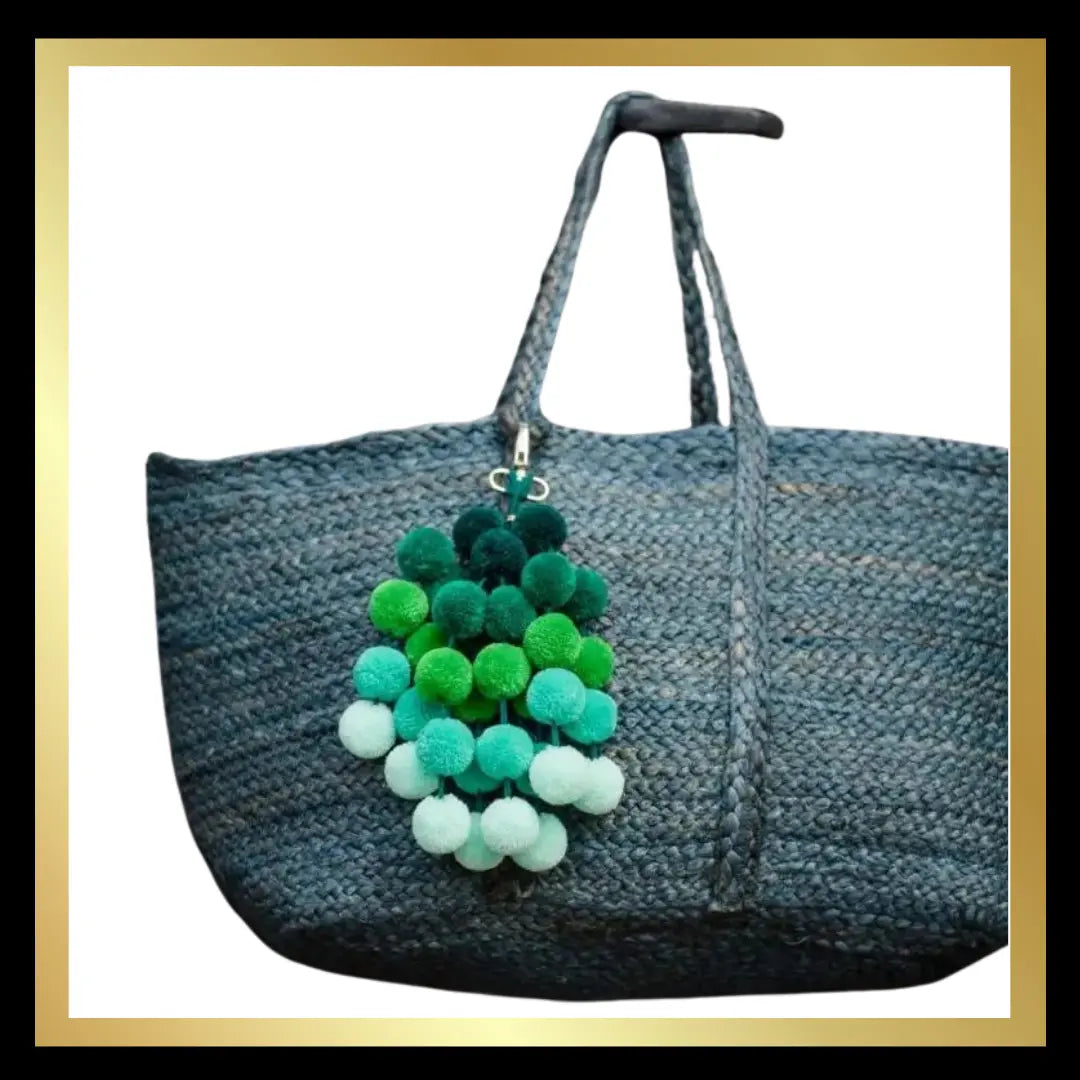 Blue Ombre Pom Pom Mini Clip Bag Charms The Style Closet