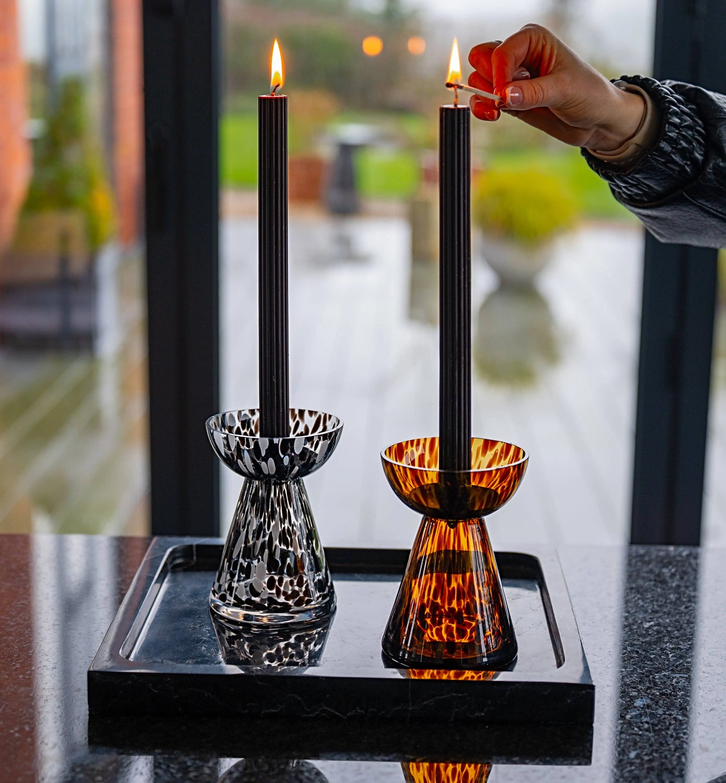 Pillar Candle Holder: Tortoise Shell Print The Style Closet