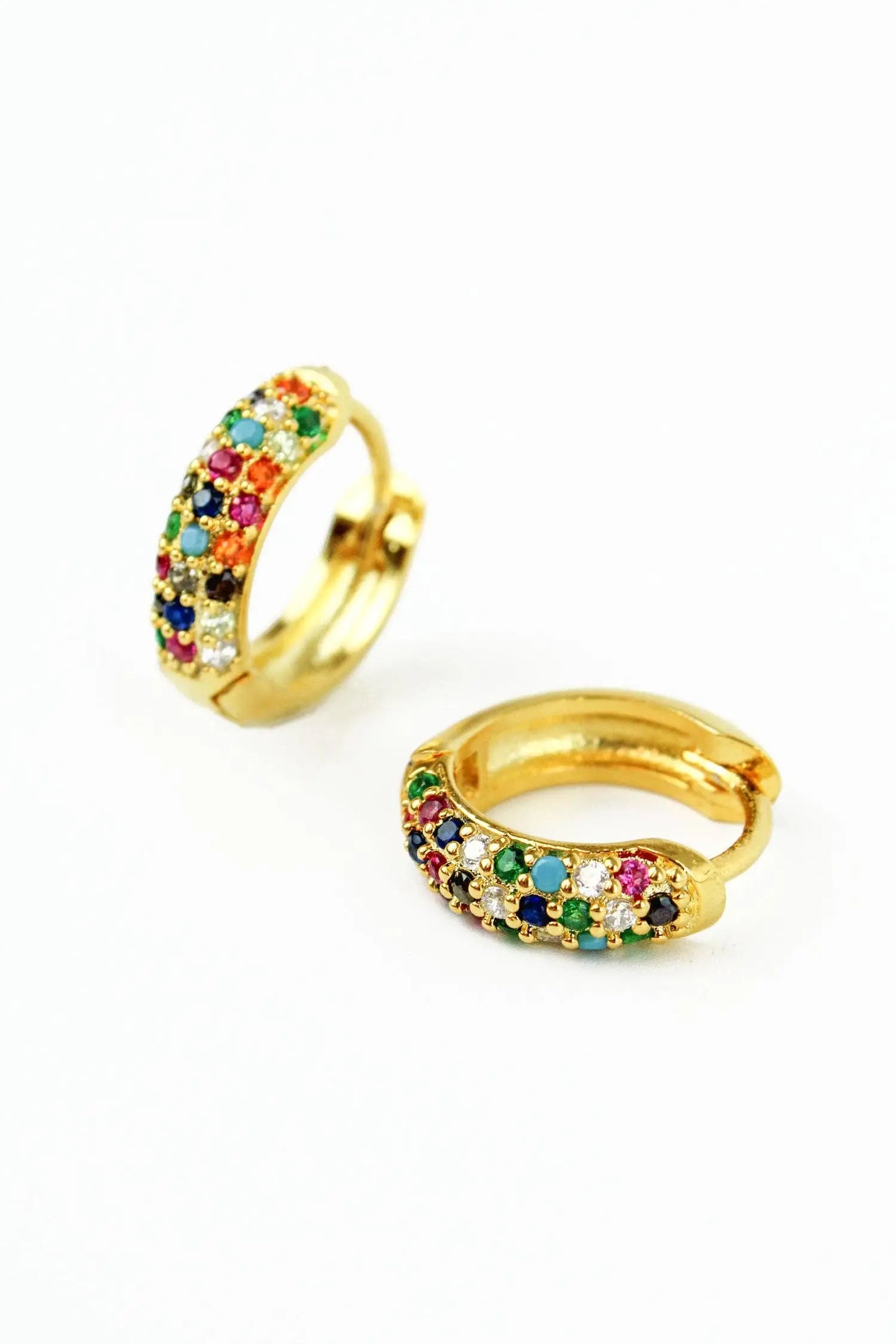 CHUNKY GEMSTONE HUGGIE HOOP EARRINGS My Doris