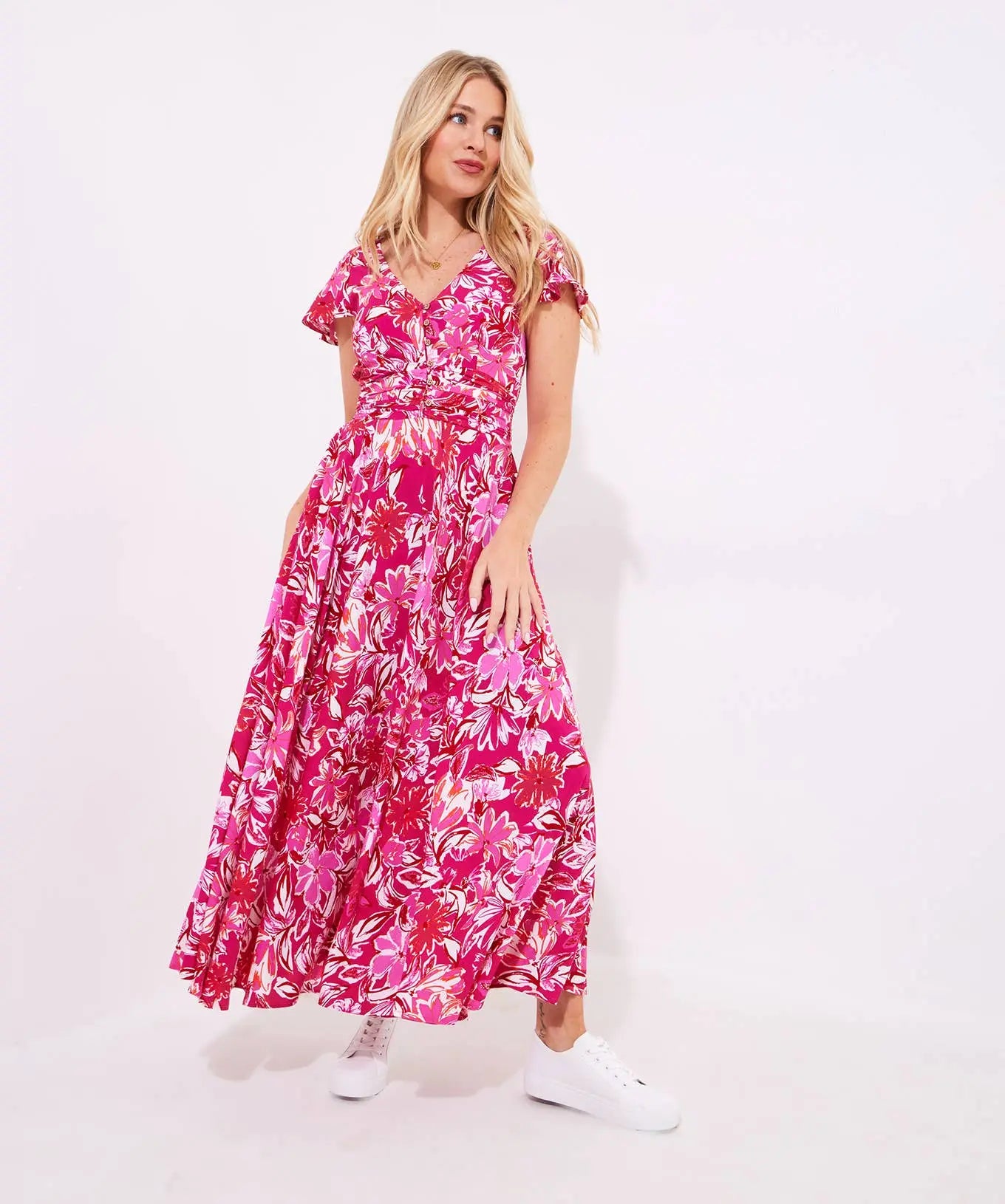 Celina Floral Maxi Dress: Pink / 16 Joe Browns