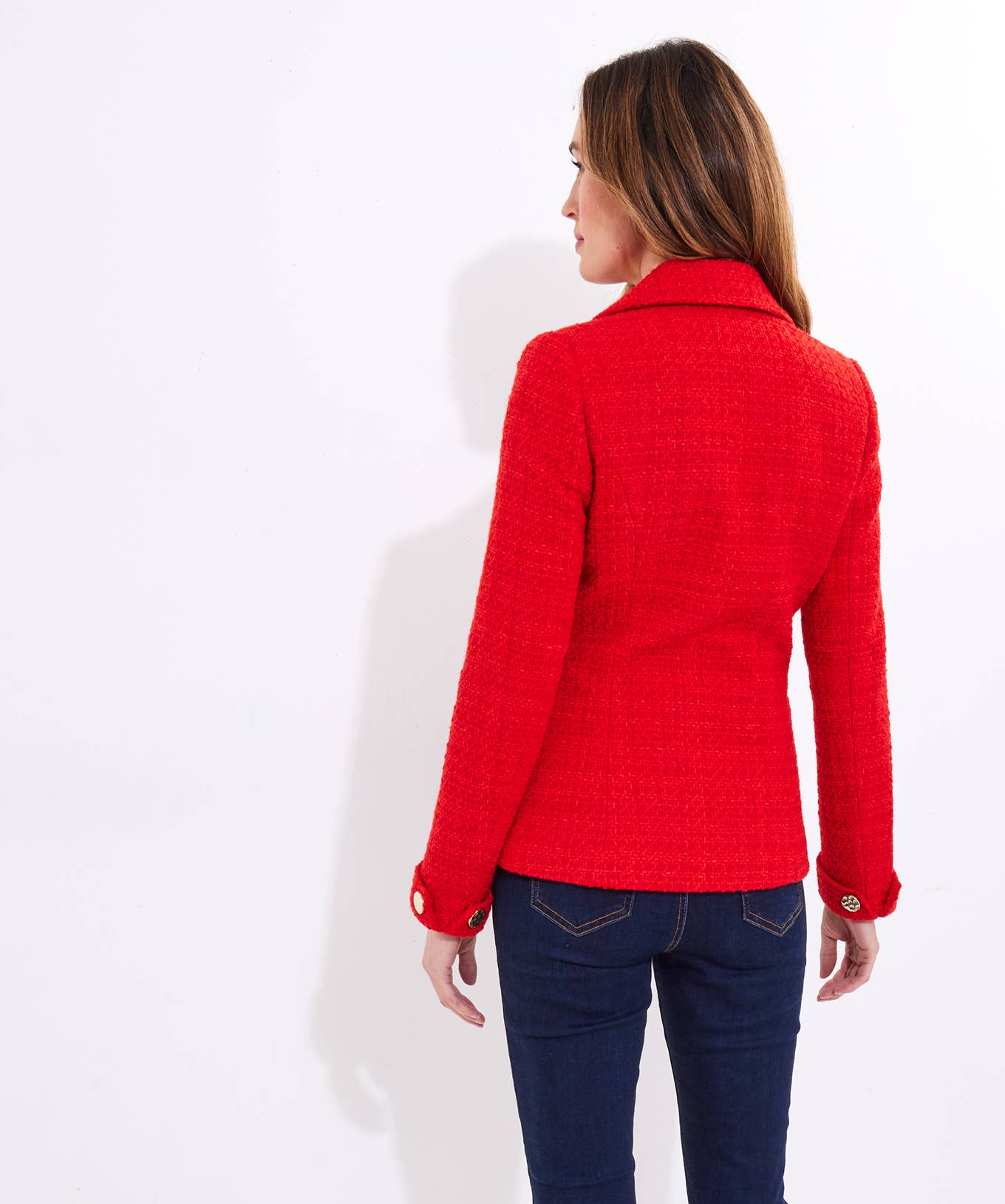 Elle Statement Tweed Jacket: Red