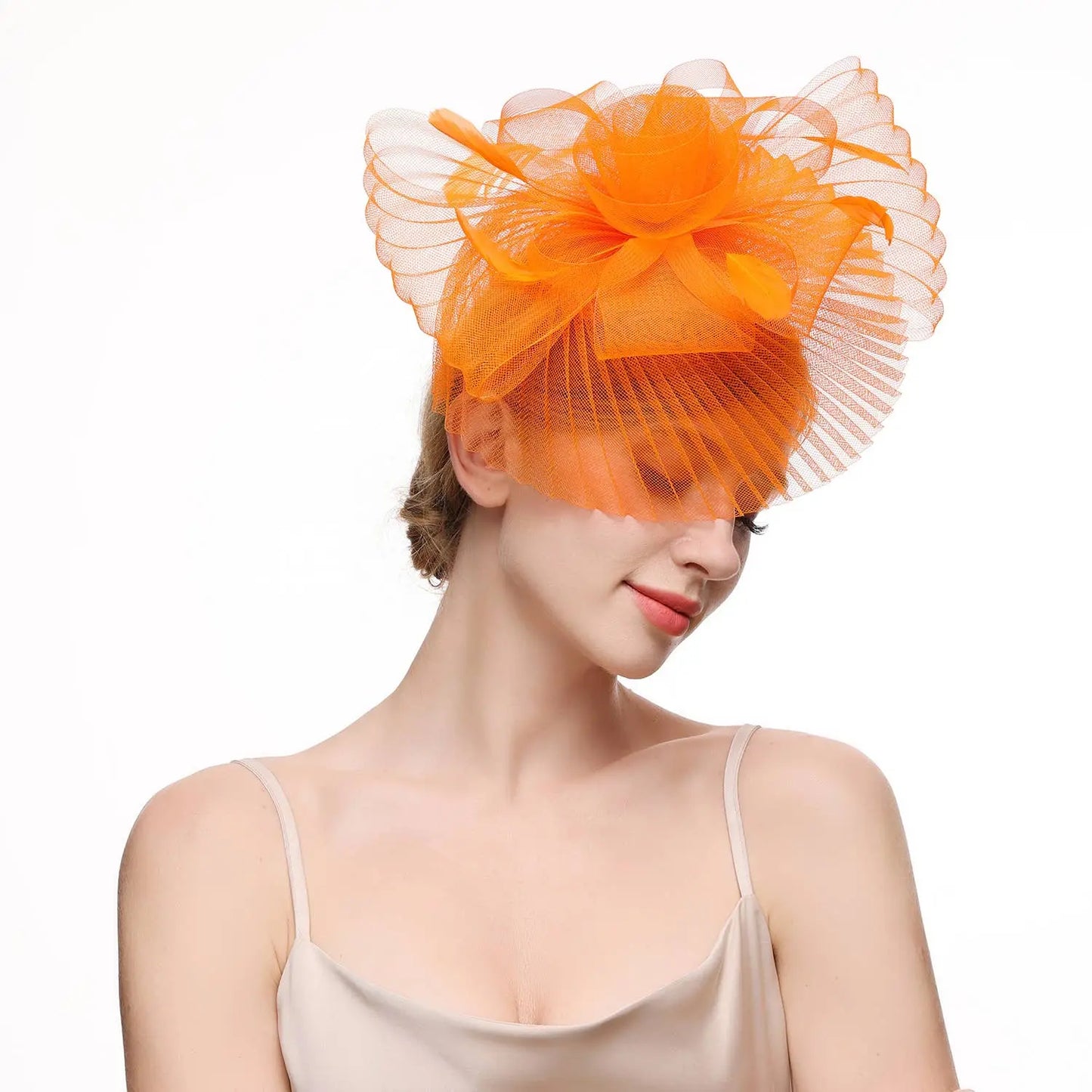 Beautiful Net and Feather Fascinator The Style Closet