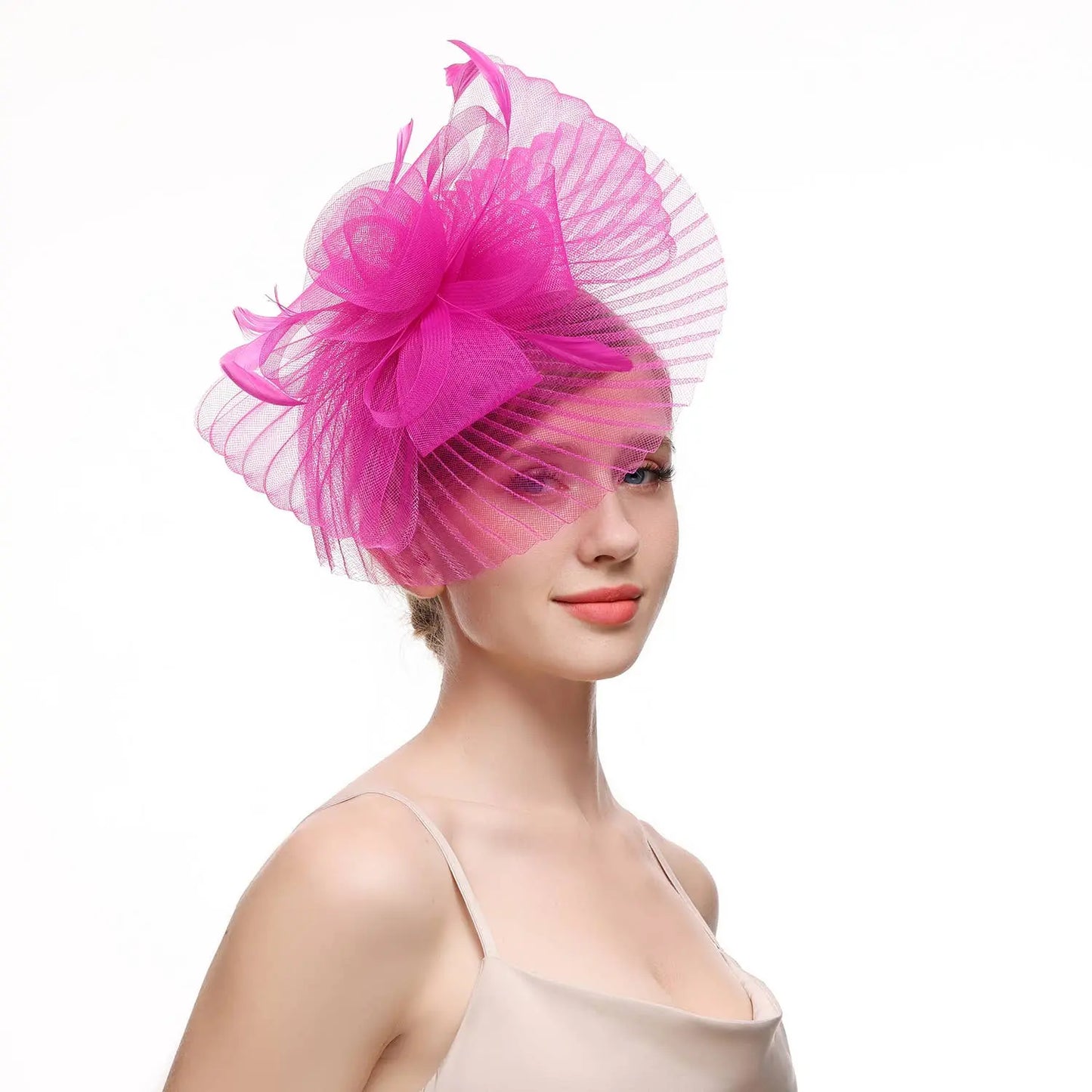 Beautiful Net and Feather Fascinator The Style Closet