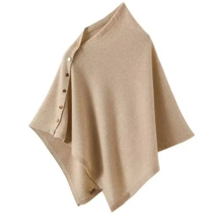 Cashmere Cape with Buttons Details in Cream The Style Closet