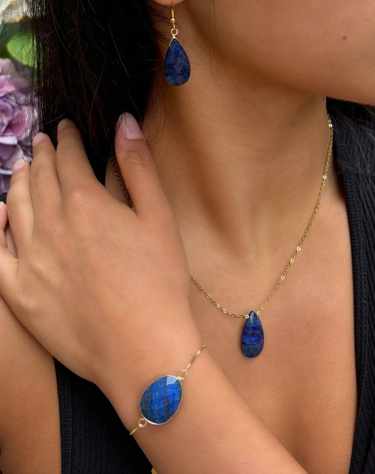 18ct Gold Plated Lapis Lazuli Drop Earrings The Style Closet