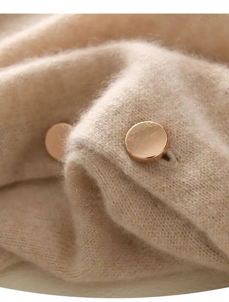 Cashmere Cape with Buttons Details in Cream The Style Closet