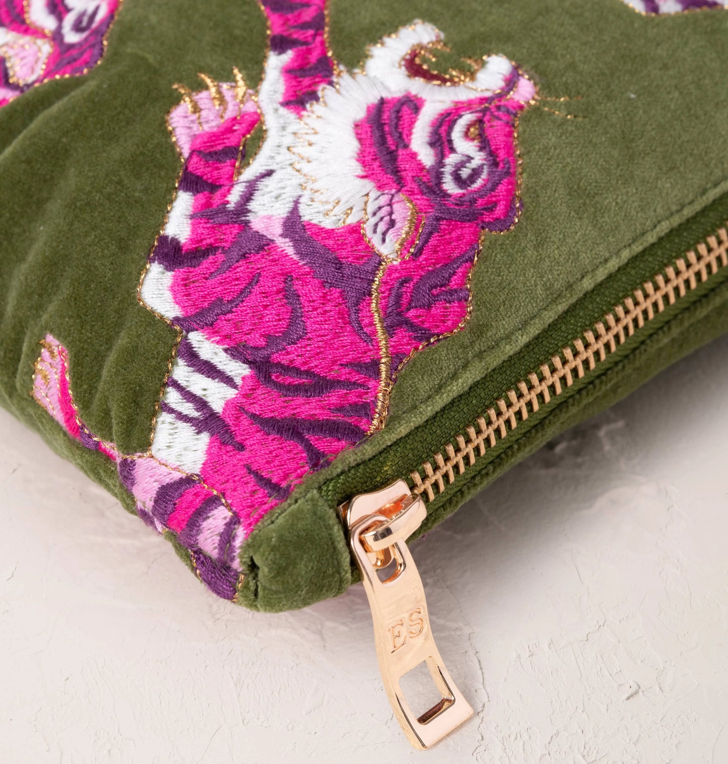 Wild Tiger Everyday Pouch: Fern Green / Velvet Elizabeth Scarlett Ltd