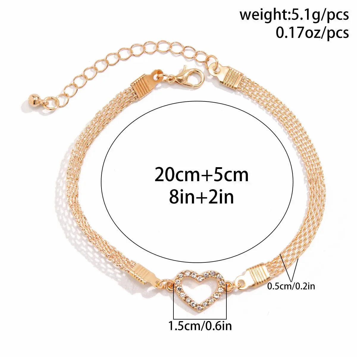 Flat Chain Anklet Heart Jewelry: Silver The Style Closet