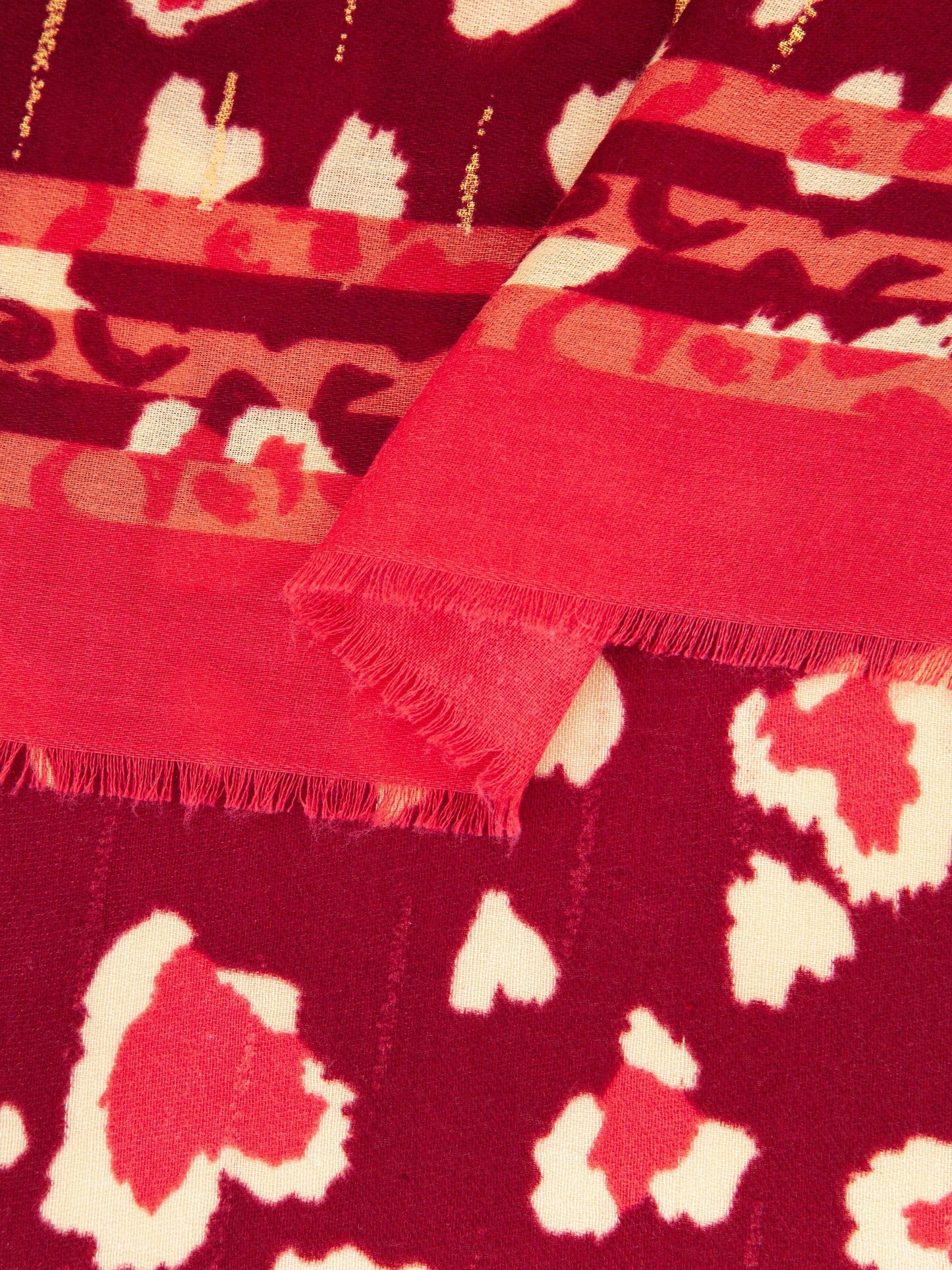 Percy Lightweight Scarf - Red, Leopard Border: One-size The Style Closet