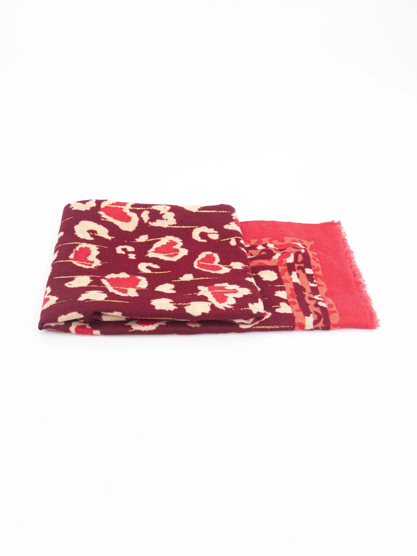 Percy Lightweight Scarf - Red, Leopard Border: One-size The Style Closet