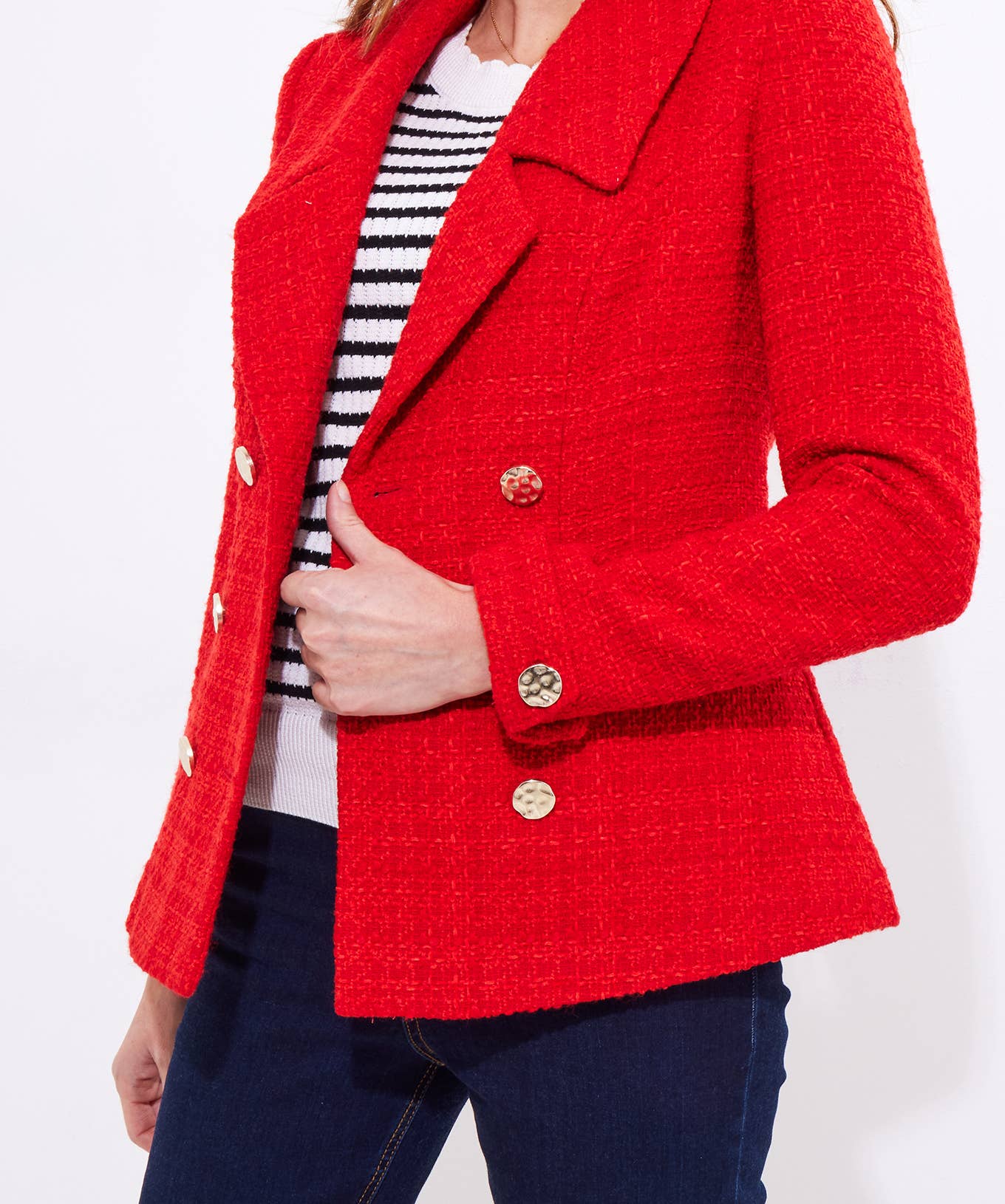 Elle Statement Tweed Jacket: Red