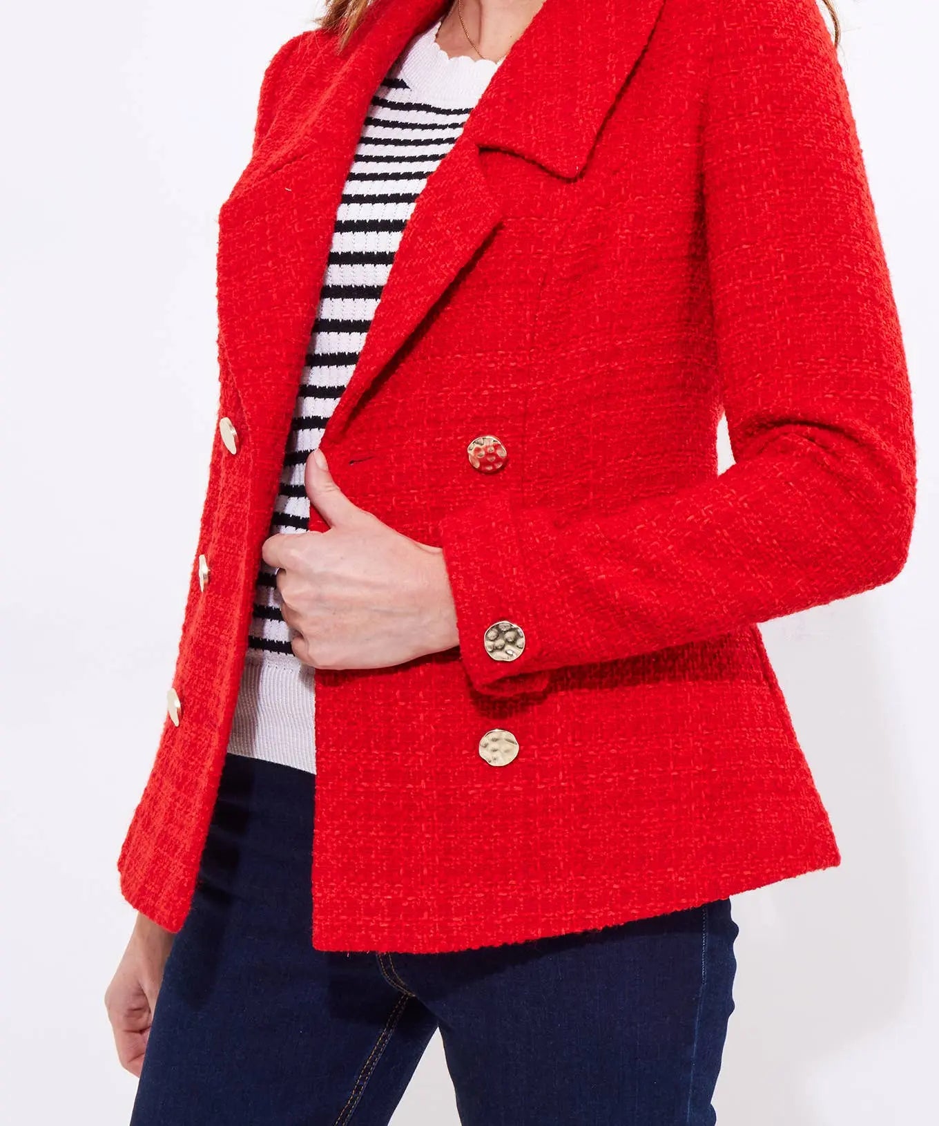 Elle Statement Tweed Jacket: Red The Style Closet