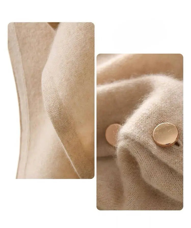 Cashmere Cape with Buttons Details in Cream The Style Closet