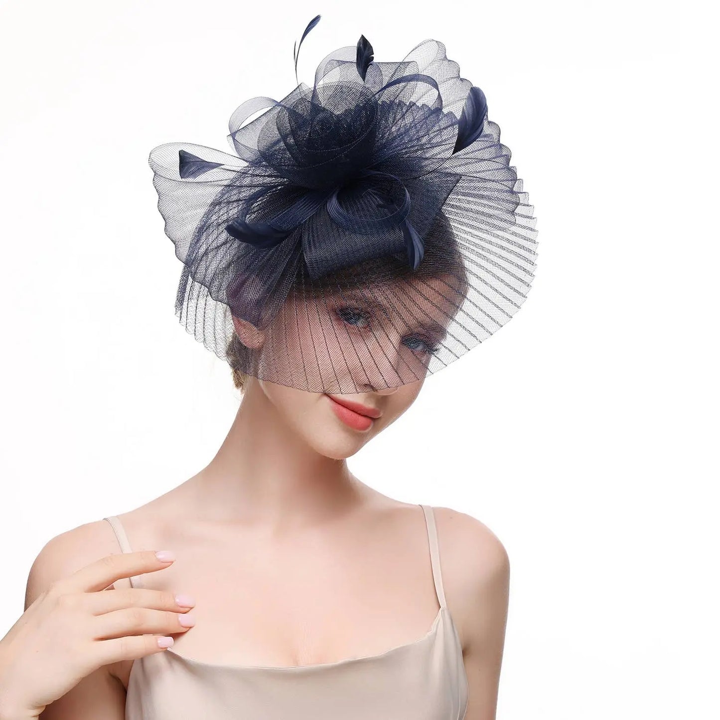 Beautiful Net and Feather Fascinator The Style Closet