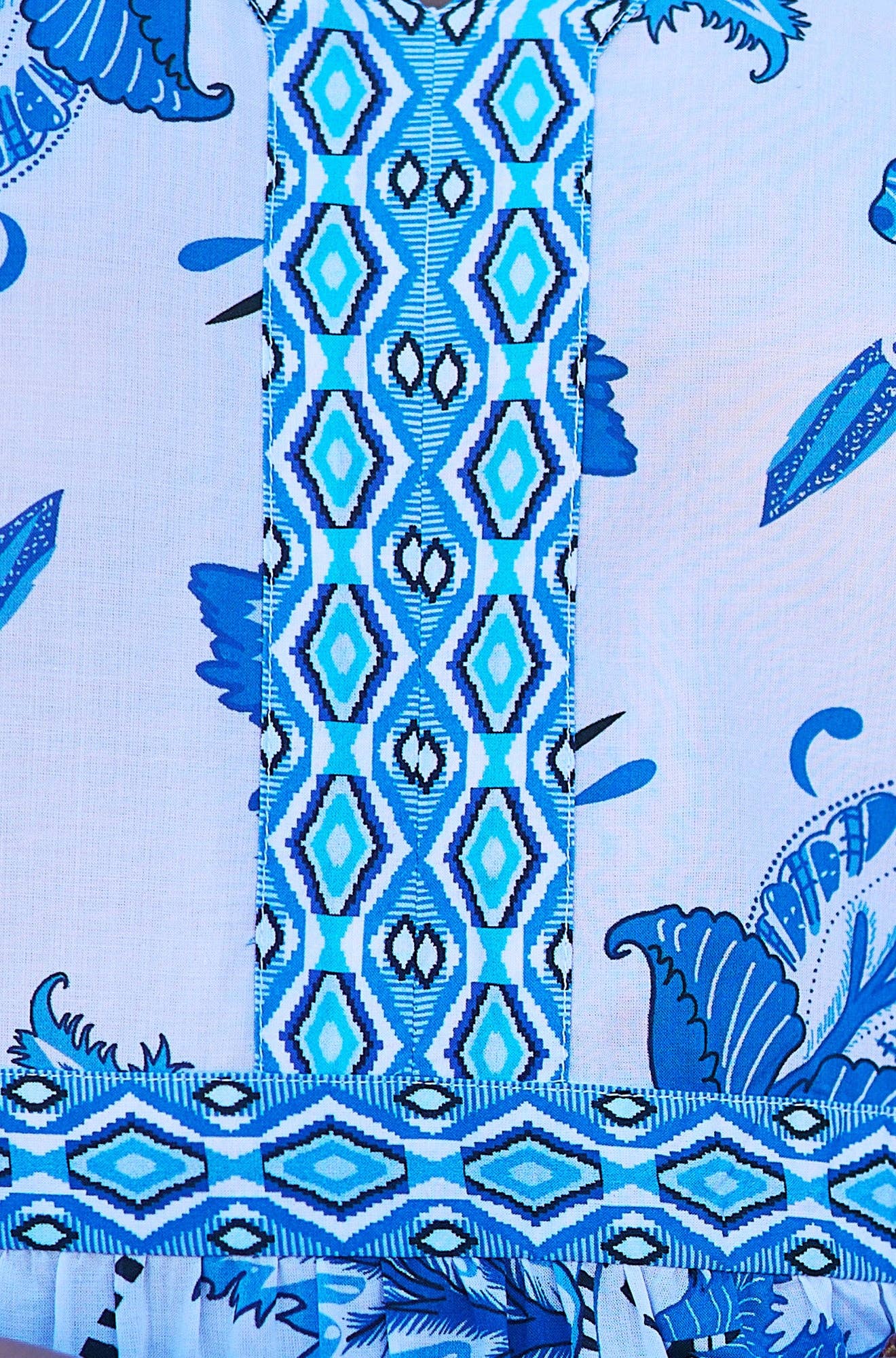 Yumi Blue Floral Tencel Beach Tunic: Blue / 14 Yumi