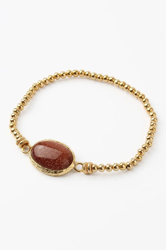 SPARKLE BROWN GEMSTONE GOLD BRACELET My Doris