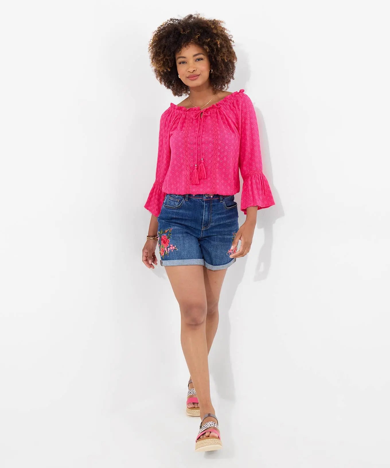 Prettiest Broderie Top: Pink / 14 Joe Browns
