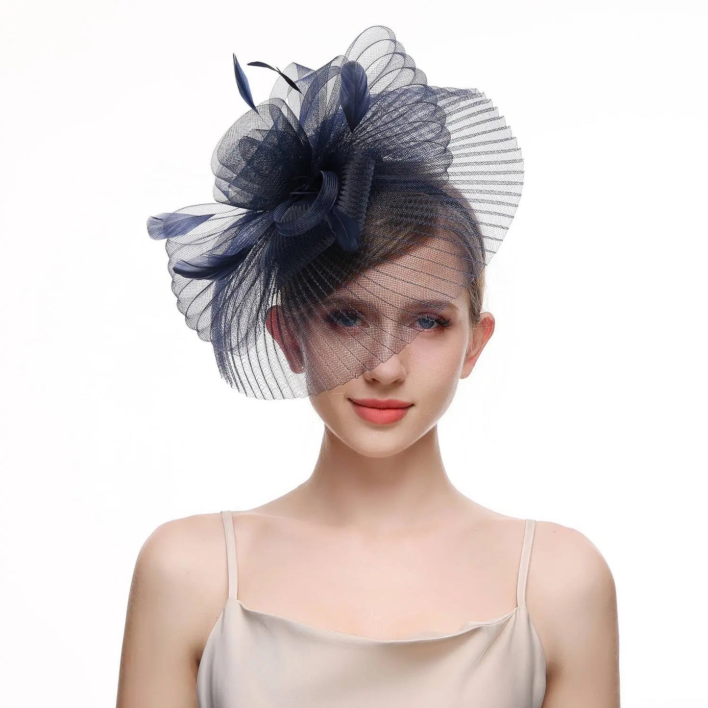 Beautiful Net and Feather Fascinator The Style Closet