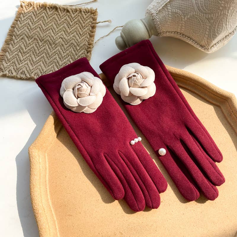 Large camellia flower gloves The Style Closet