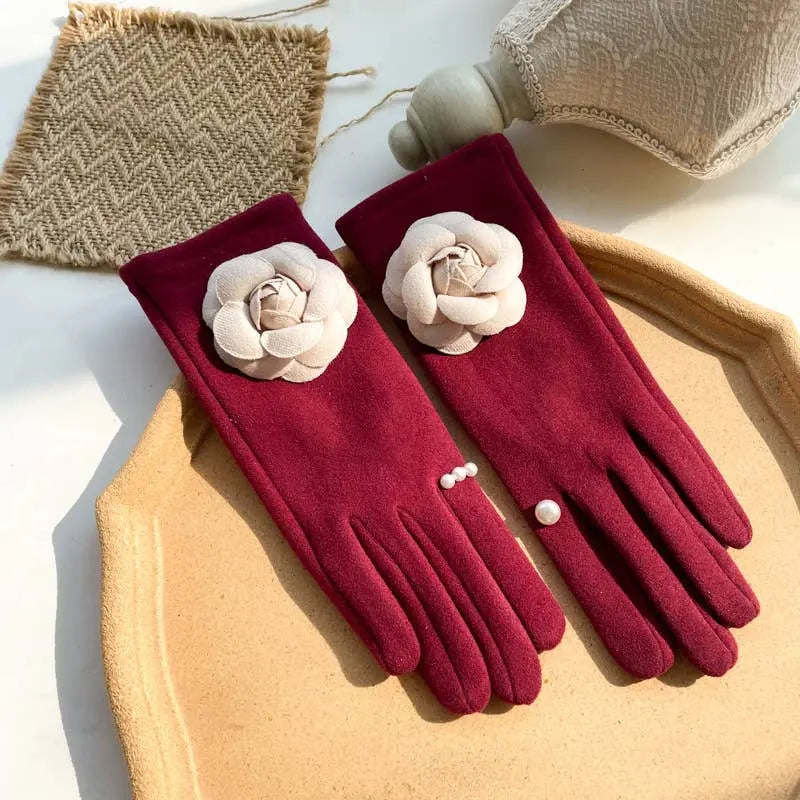 Large camellia flower gloves The Style Closet