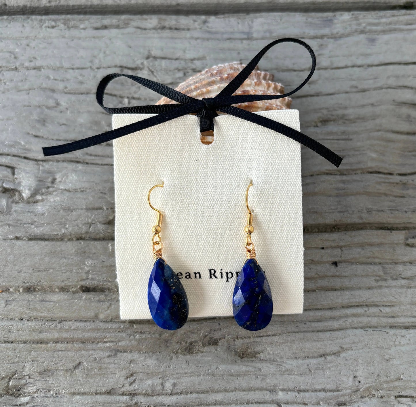 18ct Gold Plated Lapis Lazuli Drop Earrings The Style Closet