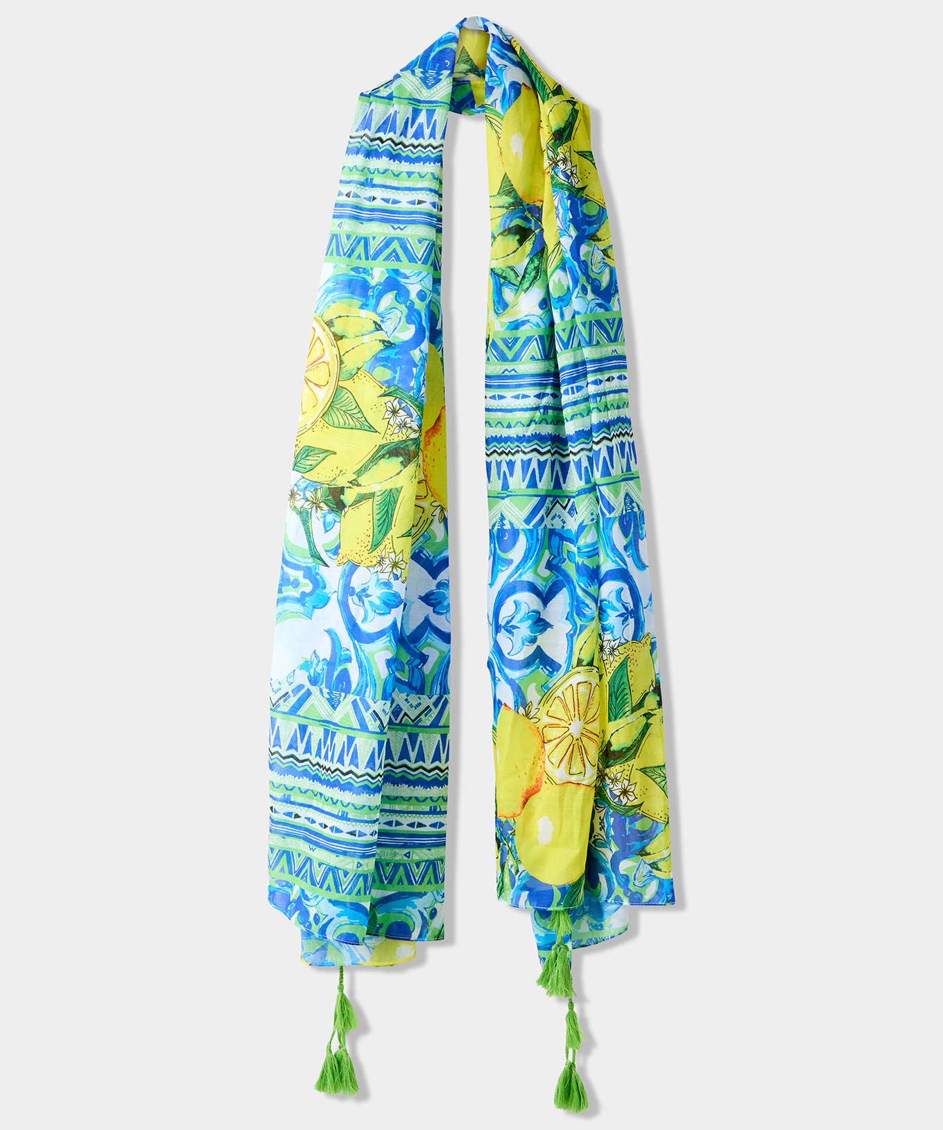 Sicilian Summer Scarf: Blue/Yellow / One Size