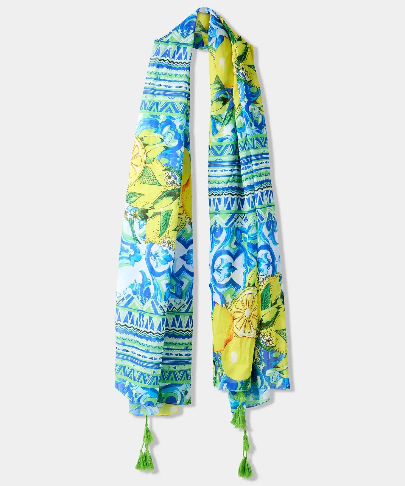 Sicilian Summer Scarf: Blue/Yellow / One Size The Style Closet