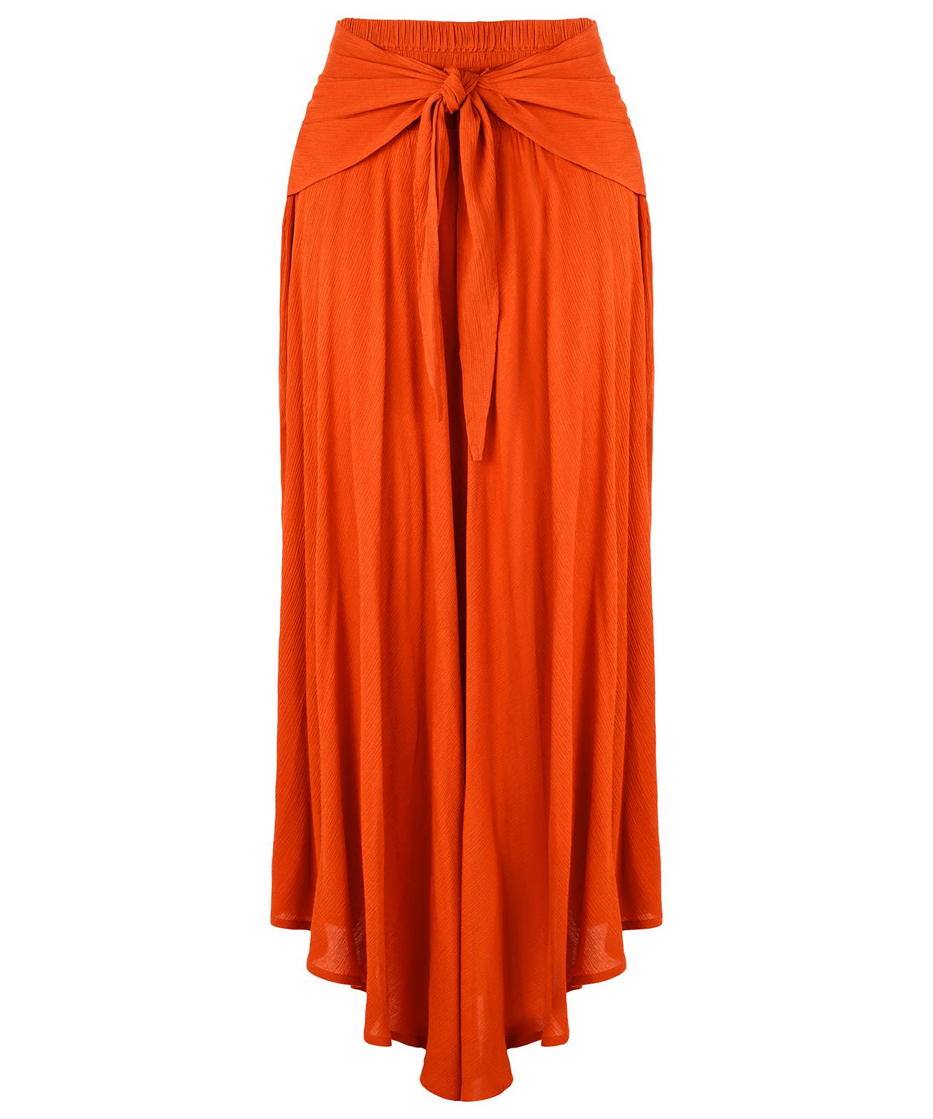 Florrie Tie Front Crinkle Skirt: Orange / 10