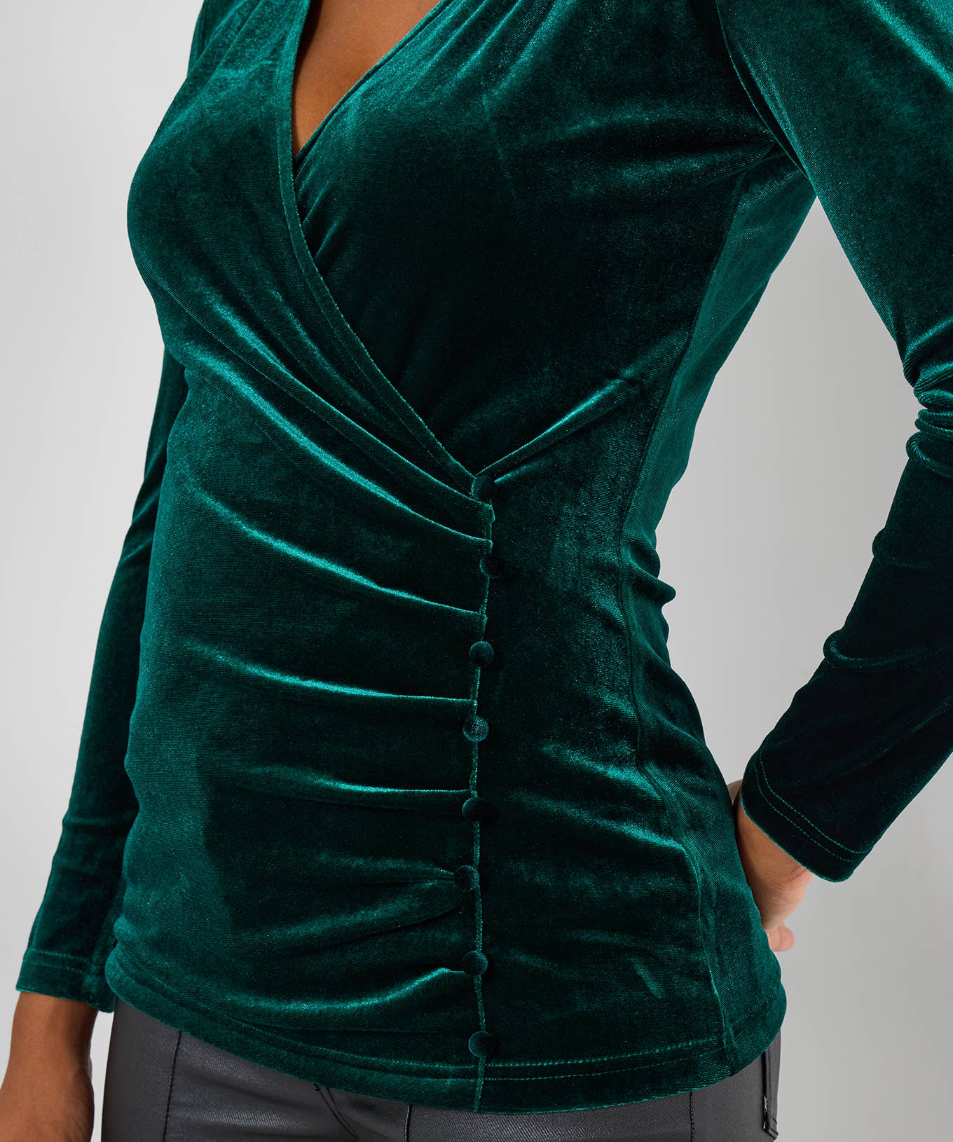 Velour Wrap Top: Green