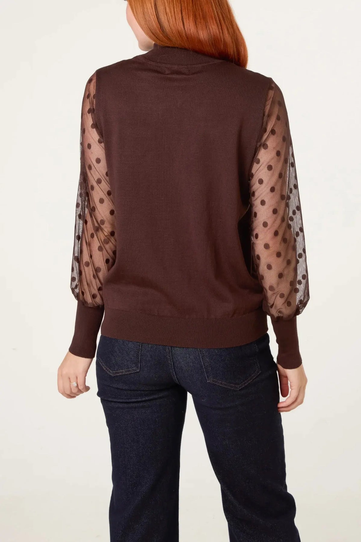 POLKA DOT MESH SLEEVE JUMPER The Style Closet